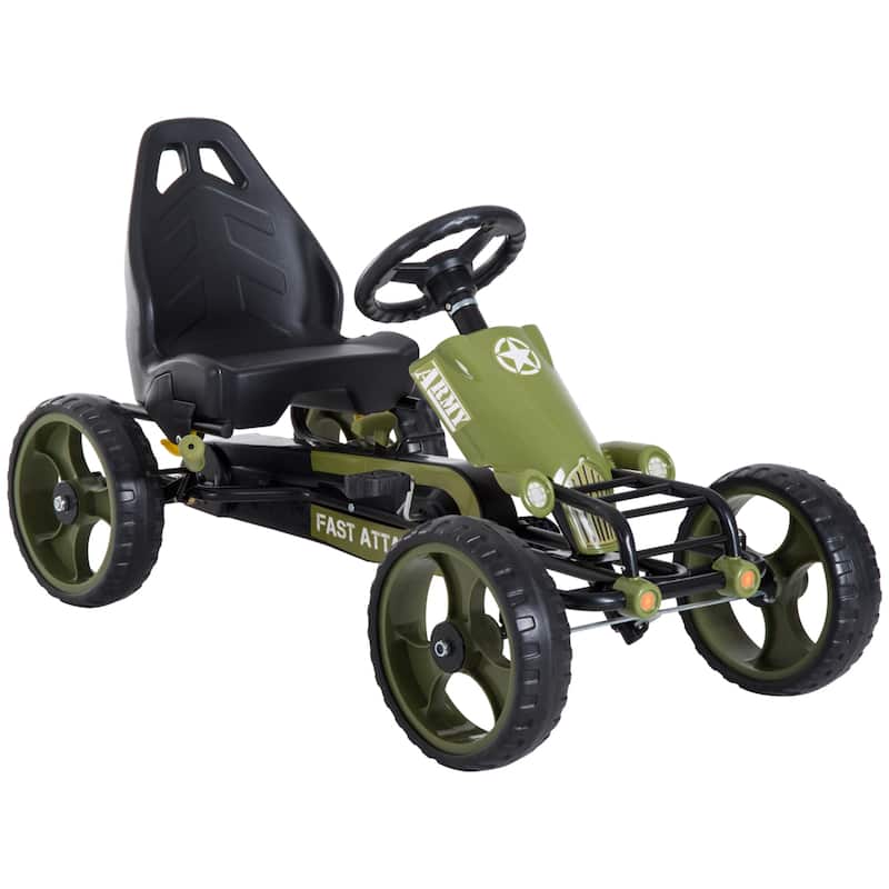 Aosom Go Kart for Kids, Pedal, Go Kart with Adjustable Seat, EVA Wheels, Forward, Backward, Ride on Car
