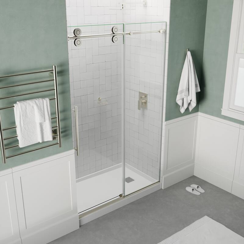 ANZZI Series 56 to 60 in. x 76 in. Frameless Shower Door with Sliding with Tsunami Guard Tempered Clear Glass