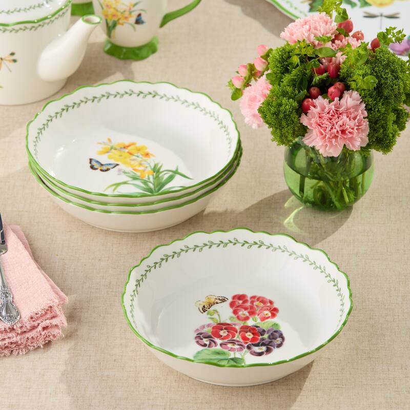 Certified International Mirabella 9" Soup/Cereal Bowls, Set of 4 Assorted Designs - 9.00"L x 9.00"W x 2.00"H