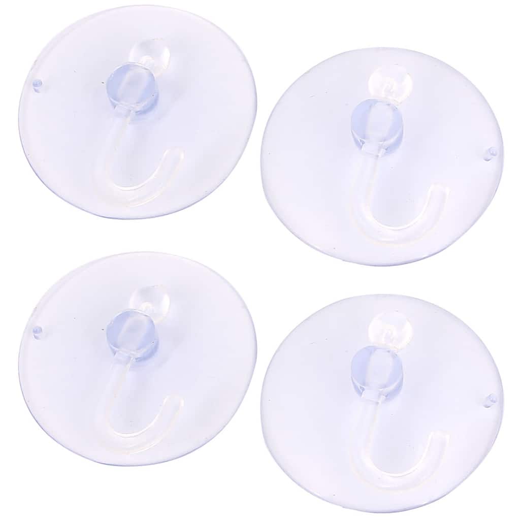 4pcs Home Bathroom Kitchen Window Glass Wall Suction Cup Hook Hanger - Clear Blue - 2" x 0.6"(D*H)