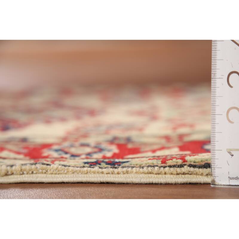 Geometric Kazak Oriental Rug Handmade Traditional Beige Wool Carpet - 2'0" x 3'0"