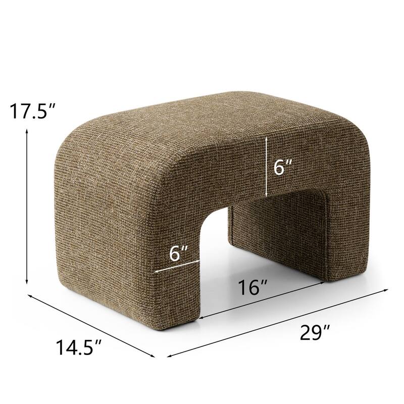 28" Fully Upholstered Small Waterfall Bench