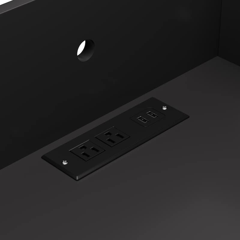 Nightstand With Charging Station And Led Lights,Sliding Top For Bedroom,Bedside Table With Drawers,Modern End Side Table
