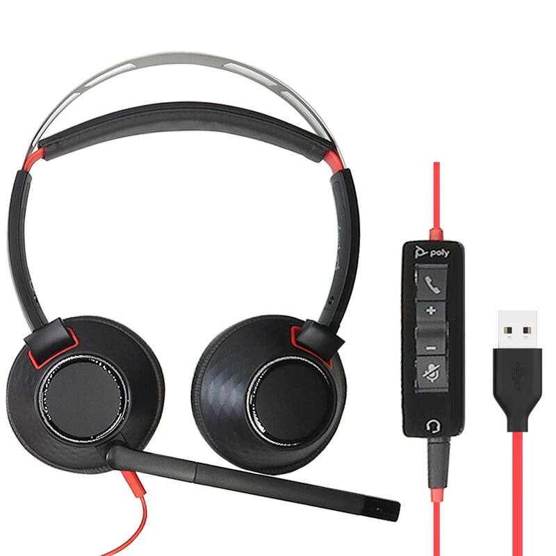 10x Poly Blackwire 5220 Stereo Wired Headset, Dual Ear Computer Headset with Boom Mic, USB-A, 3.5mm to Connect