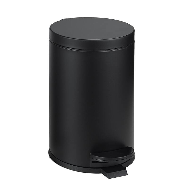 SunnyPoint 4.5 Liter / 1.2 Gallon Round Trash Can with Plastic Inner Bucket; Bathroom, Office and Bedroom Step On and Slow Close