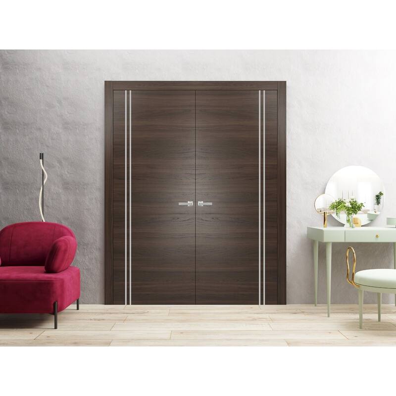 Slab Barn Door Panel 18x80 Planum 0310 Chocolate Ash with Sturdy Finished