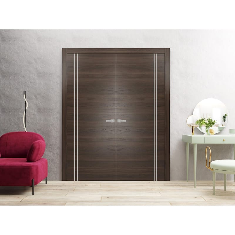 Solid French Double Doors 36 x 80 Planum 0310 Chocolate Ash with