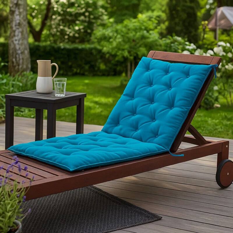 Claire Outdoor Cushion for Bench, 71 Inch, Blue Tufted Oxford Fabric