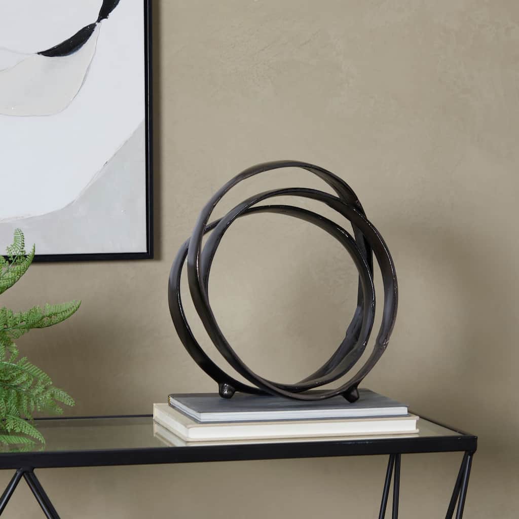 Black Aluminum Metal Looped Abstract Decorative Sculpture