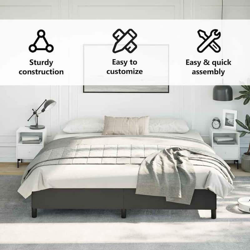 vidaXL Bed Frame, Faux Leather, No Mattress
