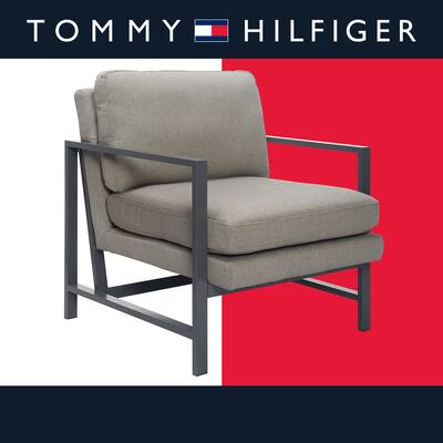 Tommy Hilfiger Russell Accent Chair, Square Metal Frame, Medium-Soft Pillow Back