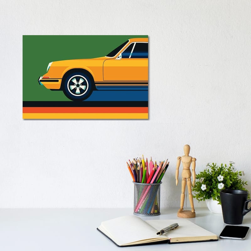 iCanvas "Orange Vintage Sports Car Side Front" by Bo Lundberg Canvas Print - 8x12x0.75