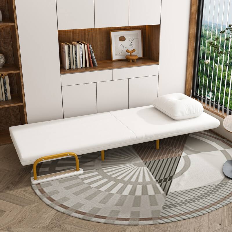 Roomfitters 3 in 1 Folding Sofa Bed Chair, 5 Position Adjustable Sleeper with Pillow for Living Room, Bedroom or Office, White - White