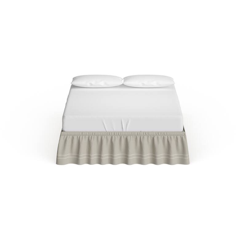 Copper Grove Barron River Easy Fit Adjustable Baratta Stitch Embroidered 18-inch Drop Bed Skirt