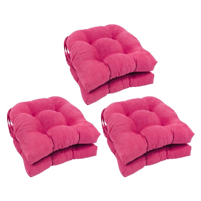 16-inch U-shaped Indoor Microsuede Chair Cushions (Set of 2, 4, or 6) - Set of 6 - Bery Berry