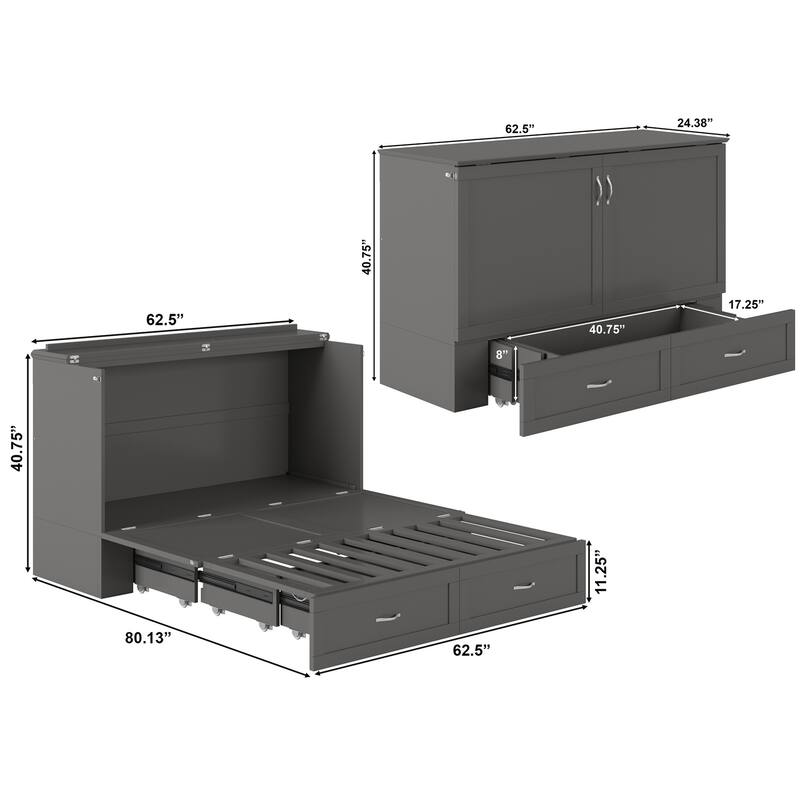 Hamilton Murphy Bed Chest with Mattress and Storage Drawer