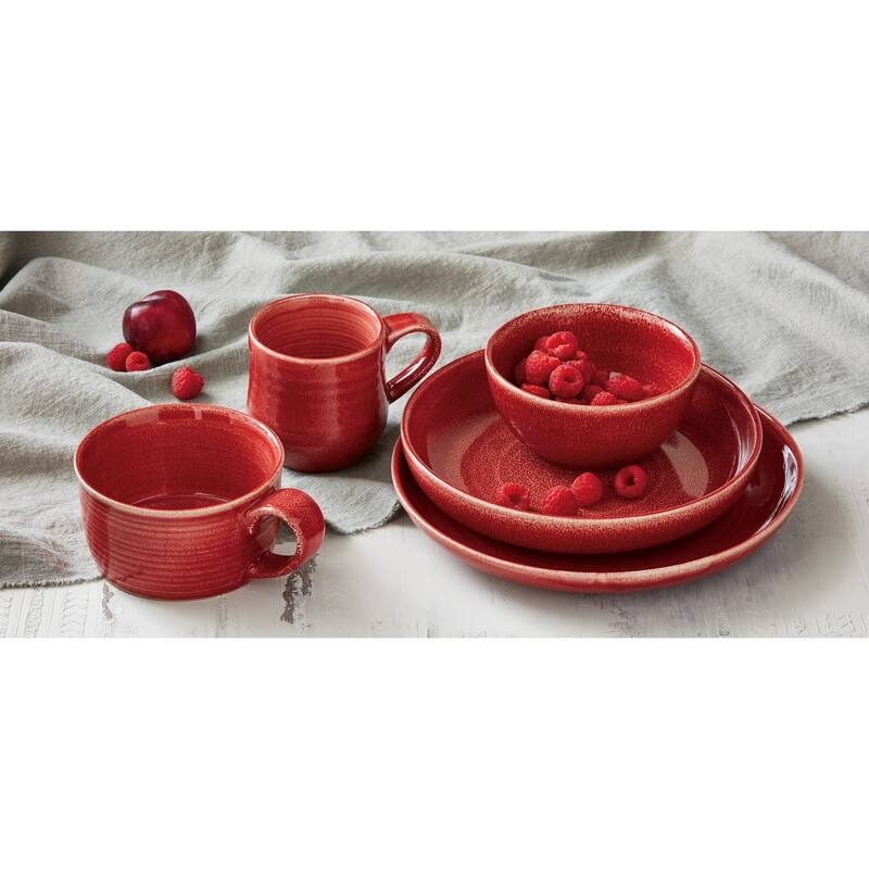 Reactive Glaze Red Ceramic Dinner Plate 10 in Dia 36oz Dishwasher Safe Everyday Dining Plates