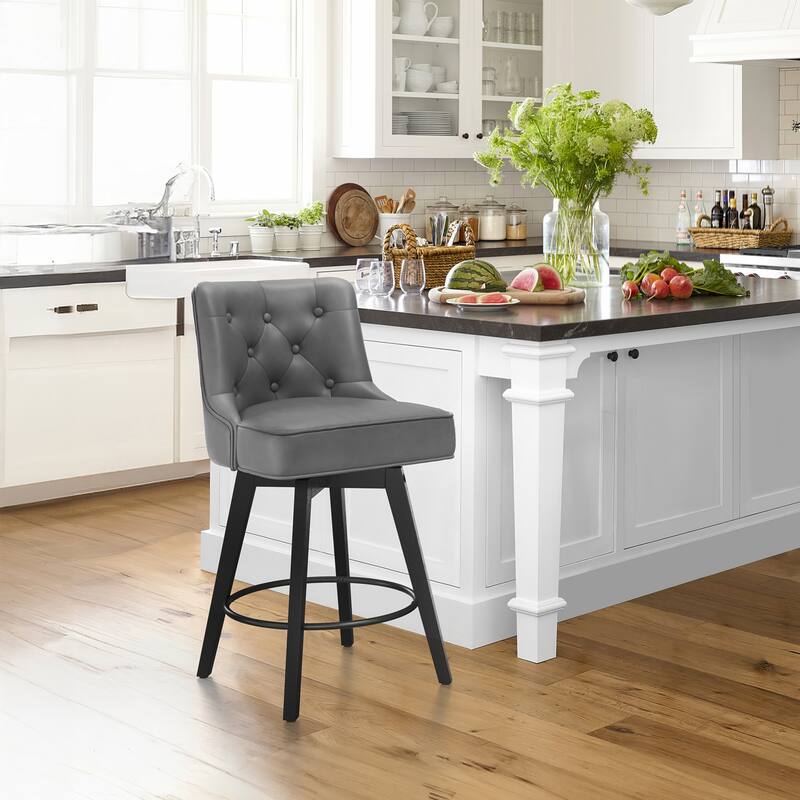 Modern 26 in. Counter Height Barstool Upholstered Fabric/Faux Leather Swivel Bar Stools with Back