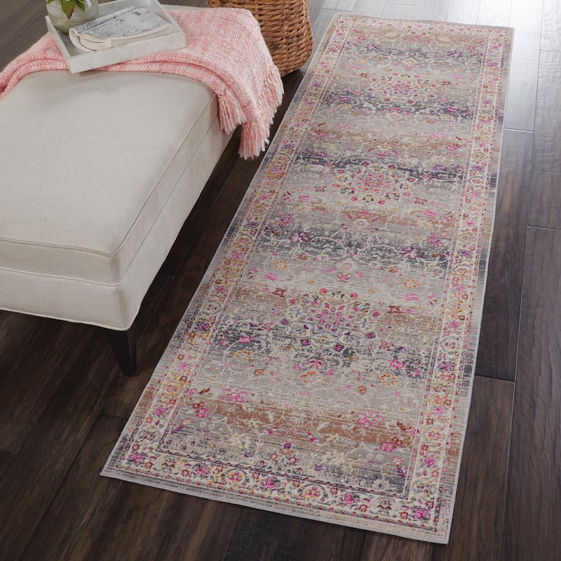 Nourison Vintage Kashan Traditional Area Rug - 2' x 6' - Grey - Runner/Rectangle