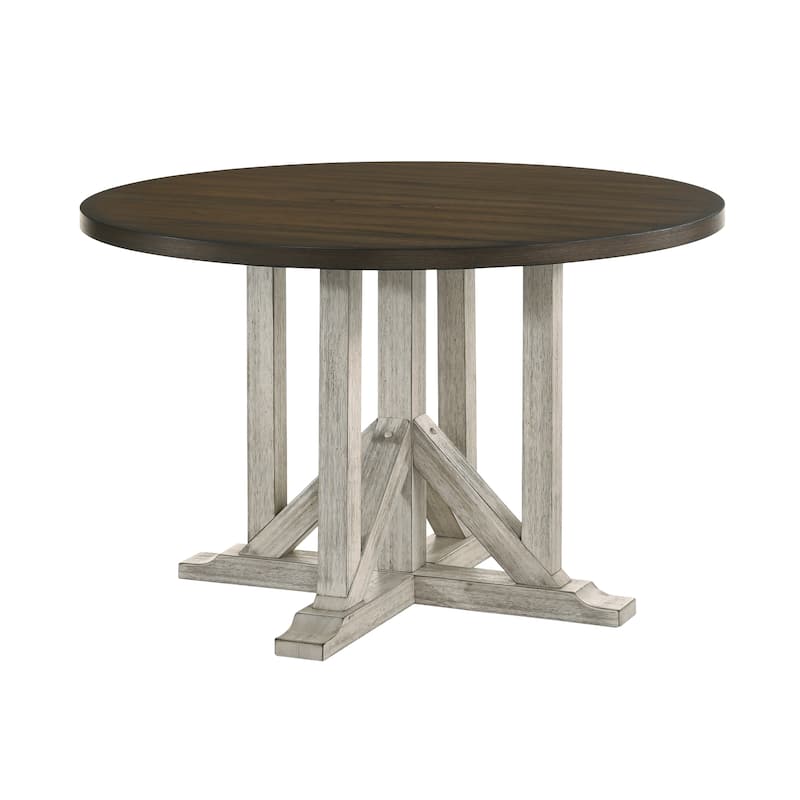Derry Farmhouse Antique White and Dark Oak Solid Wood 5-Piece Dining Table Set by Furniture of America