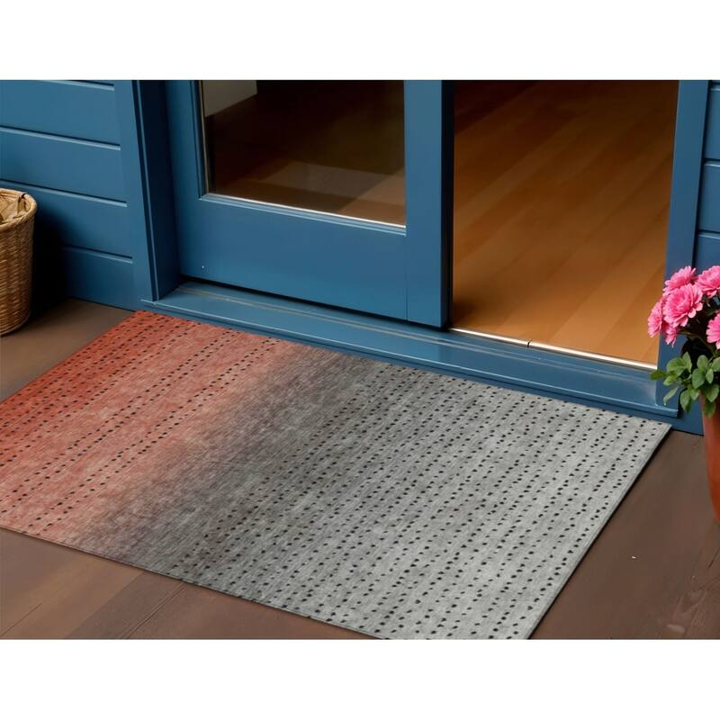 HomeRoots Abstract Transitional Rectangle Outdoor Rug - 3' x 5'