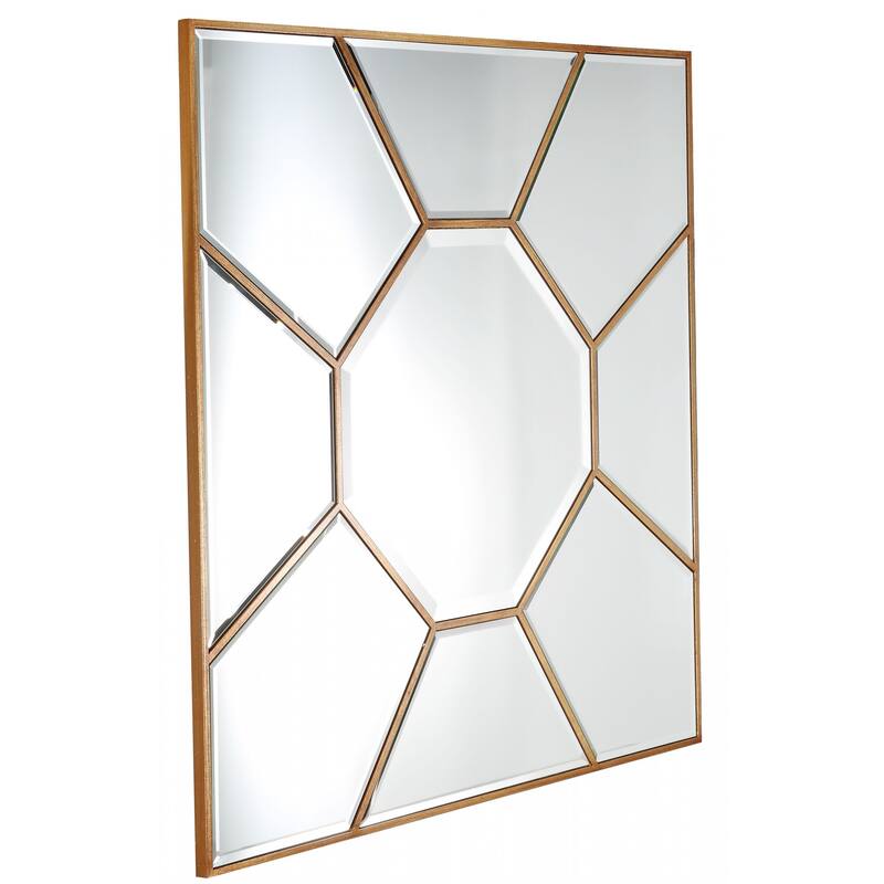 HomeRoots 35" Rustic Square Accent Mirror Wall Mounted With Metal Frame - 28.4