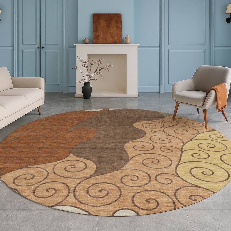 Machine Washable Indoor/ Outdoor Swirly Chantille Rug