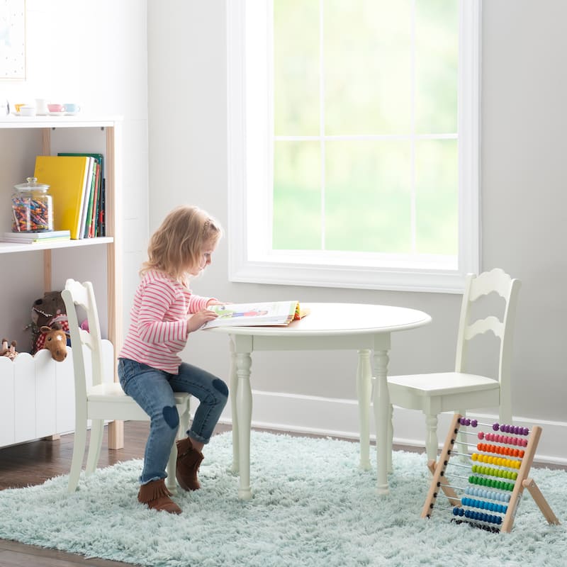 Kids White Table and 2 Chairs