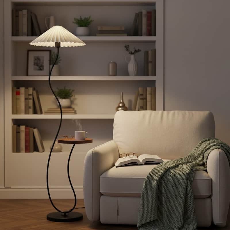 Modern Pleated Floor Lamp with Tray