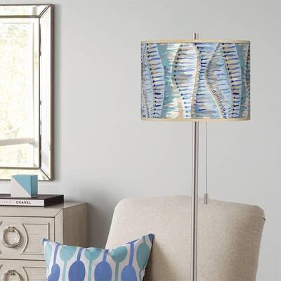 Coastal Floor Lamp Brushed Nickel Siren Shade for Living Room - 13" x 62"
