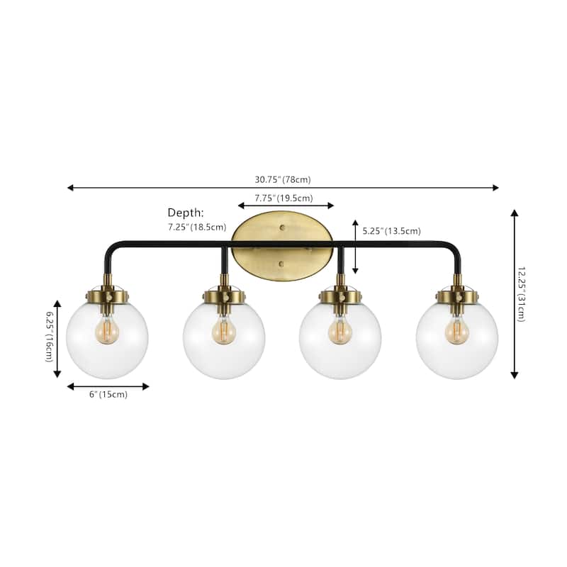 Bevin Contemporary Transitional Iron/Glass LED Vanity Light, by JONATHAN Y