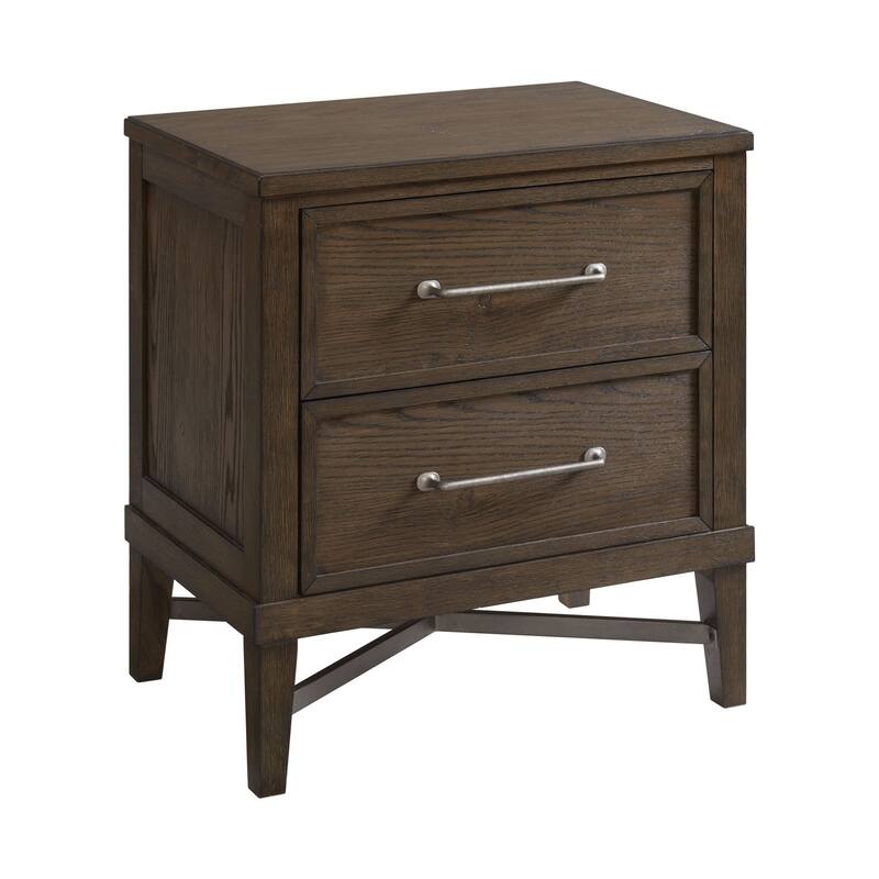 Preston 26" Wide Bedroom Nightstand with 2 Drawers, Weathered Vintage Oak - Black