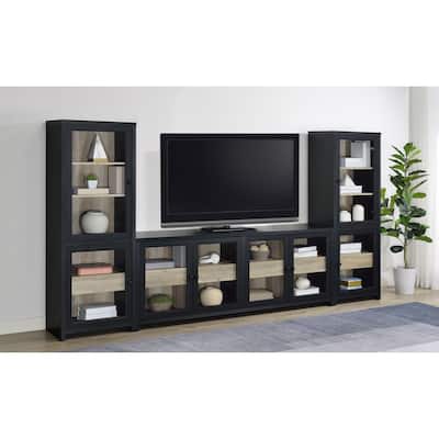 Denison 3-Piece Entertainment Center 79-Inch TV Stand Black