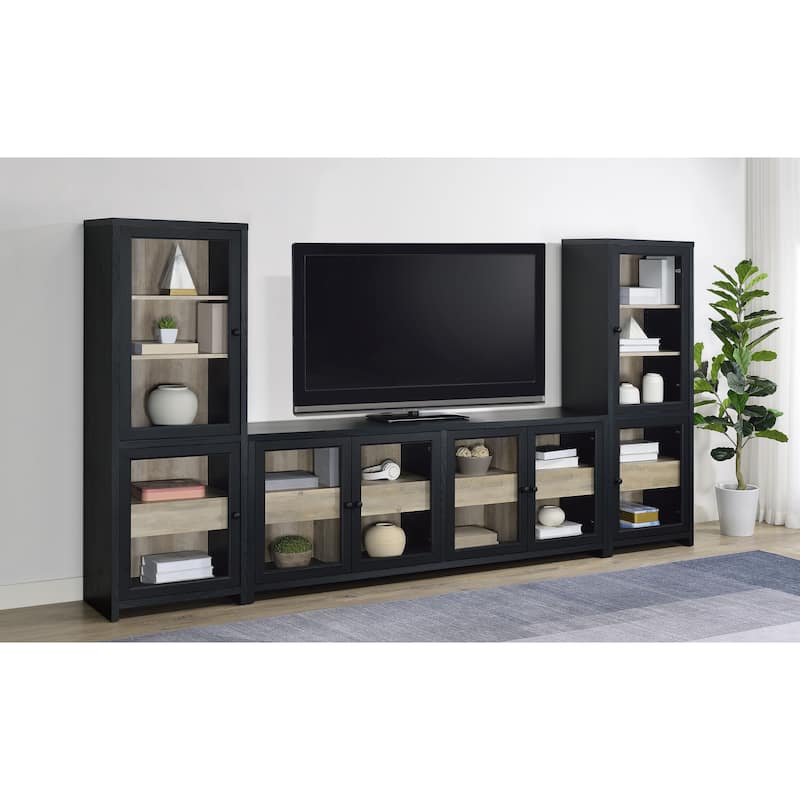 Denison 79-Inch 4-Door TV Stand Media Console Black