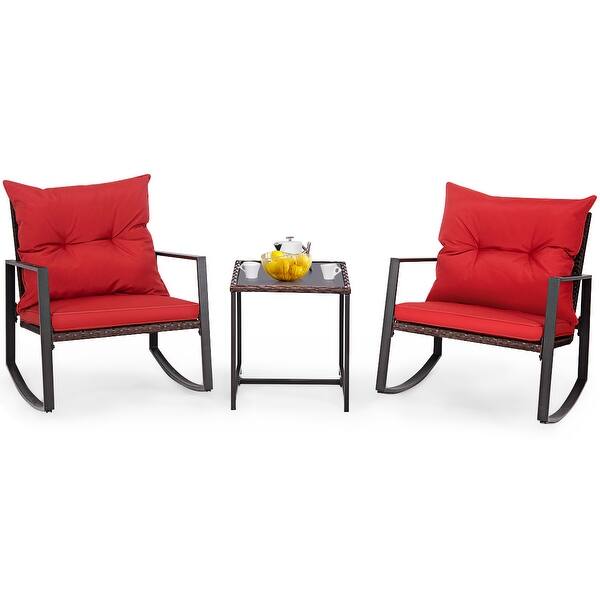 Shop Costway 3 Piece Patio Wicker Bistro Furniture Set W 2