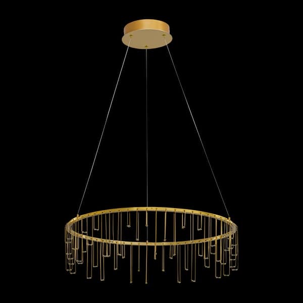 slide 1 of 1, Lucerna 26" LED Chandelier in Stainless Steel Gold