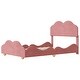 preview thumbnail 5 of 7, Dark Pink Velvet Upholstered Platform Bed with Cloud Shape