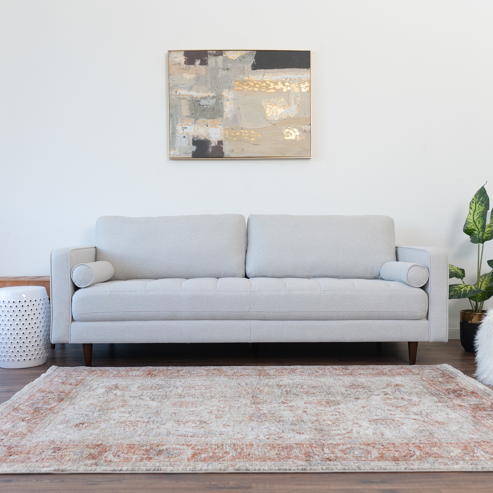 Diva Mid-Century Modern Cushion Back Fabric Sofa