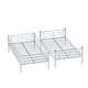 preview thumbnail 7 of 9, Twin Over Twin Metal Bunk Kids Bed Frame, Split Design, High Guardrail, Storage, Grey Silver