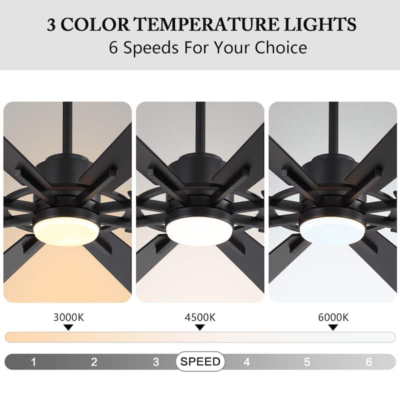 WINGBO 60 inch Windmill 8-Blade LED Indoor Ceiling Fan