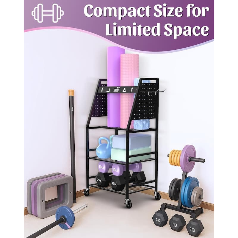 Home Gym Storage Rack for Workout Equipment - 12.6"D x 17.1"W x 34.8"H