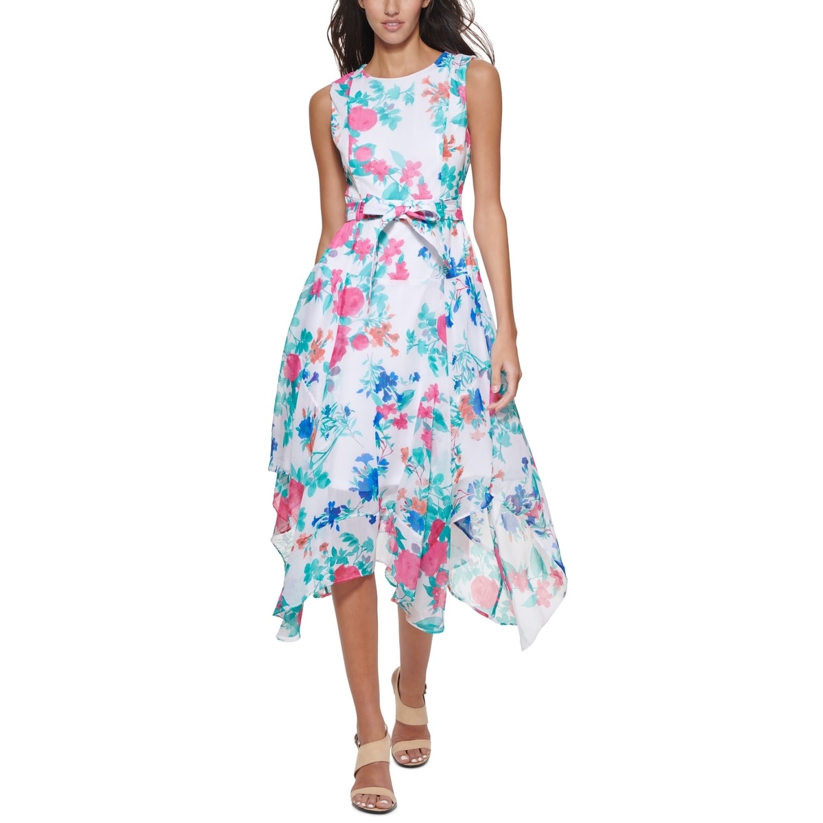 strapless open back dress Pink Multi Valencia Midi Dress main image 0