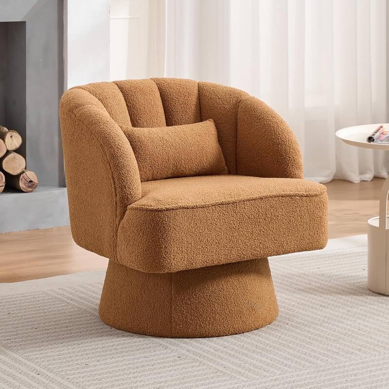 Modern Swivel Barrel Accent Chair - Beech