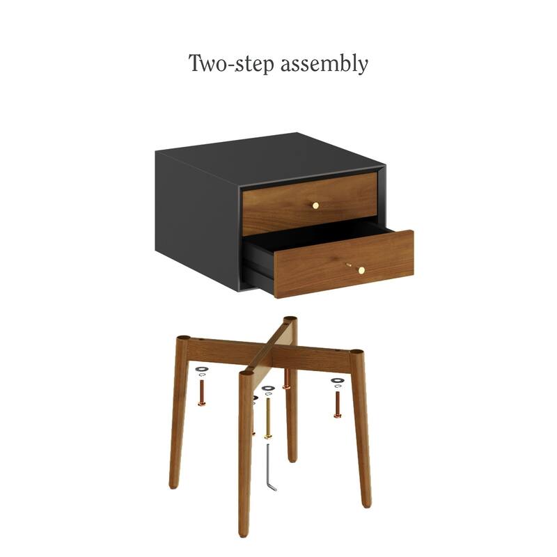 Nathan James Harper 2-Drawer Mid-Century Side Table