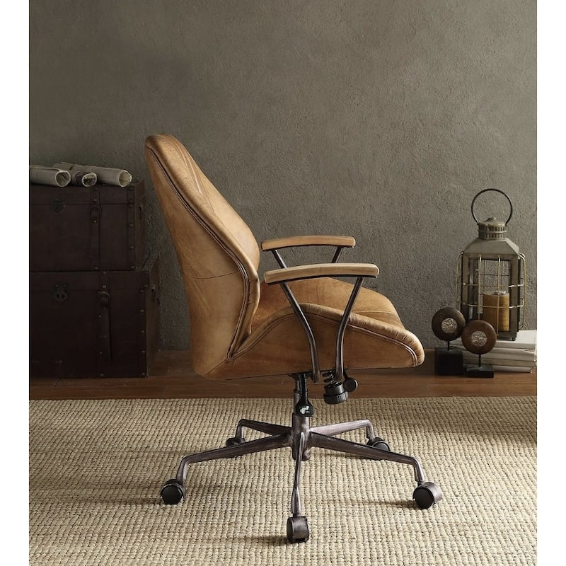 Cocoa Aluminum Top Grain Leather Office Chair