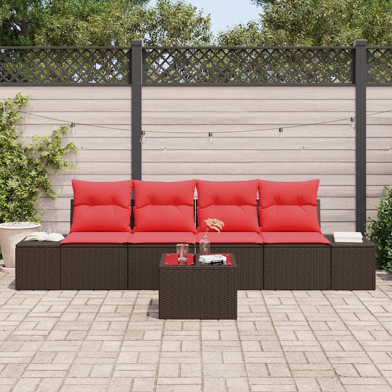 vidaXL 5 Piece Garden Sofa Set with Cushions - 115.7×24.4×27.2