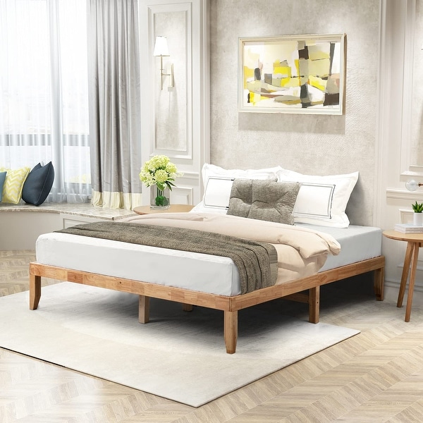 Light wood platform bed queen hot sale