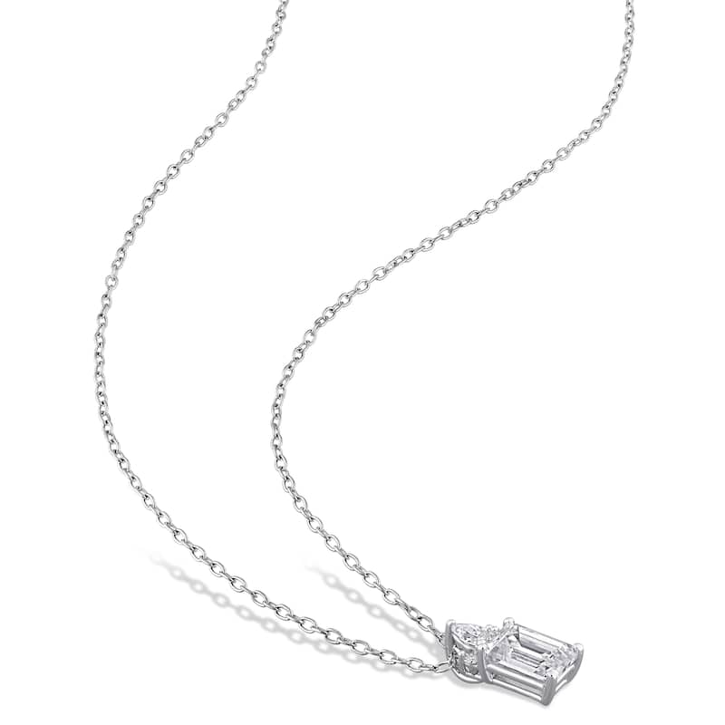 Miadora Sterling Silver Created Moissanite Necklace and Earrings Set