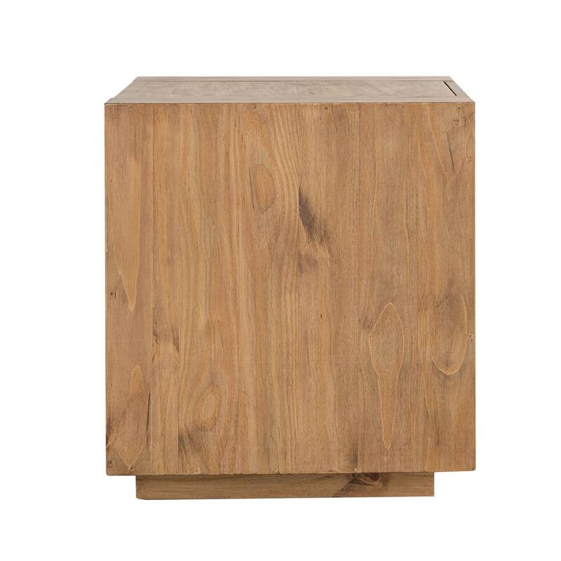 2 Drawers and 1 Open Shelf Wooden End Table in Oak