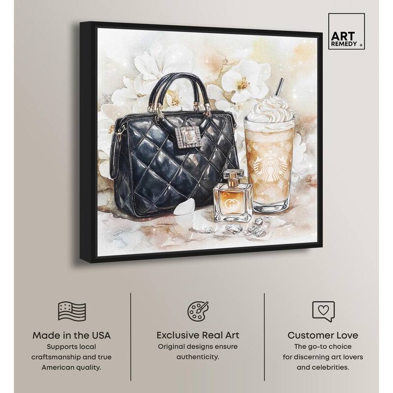 Trinkets and White Floral Canvas by Art Remedy